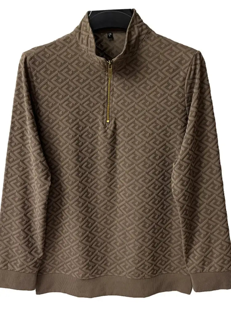Men’s Plus Size Quarter Zip Long Sleeve Top