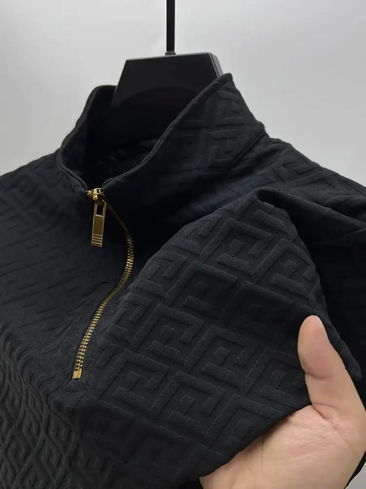 Men’s Plus Size Quarter Zip Long Sleeve Top