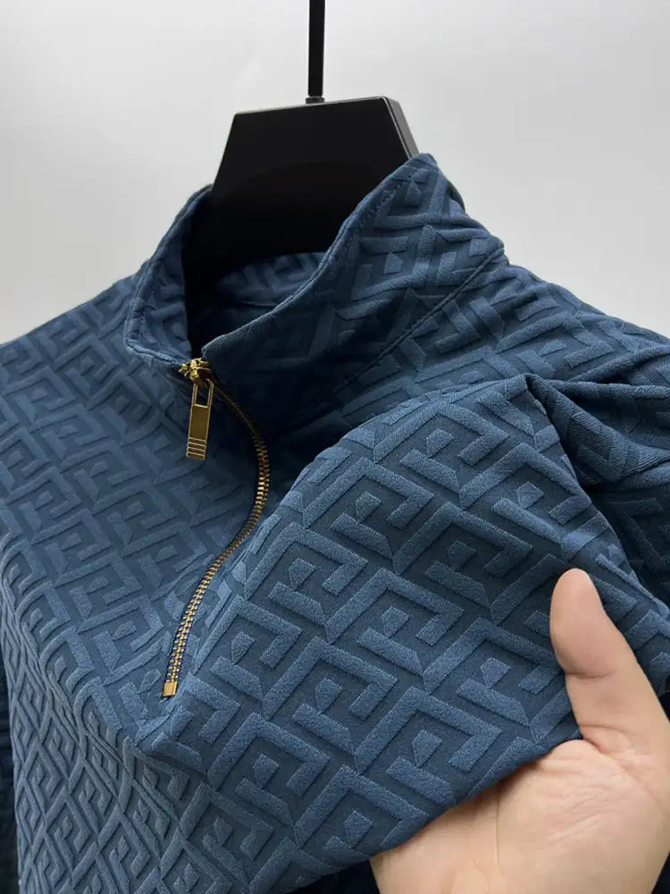 Men’s Plus Size Quarter Zip Long Sleeve Top