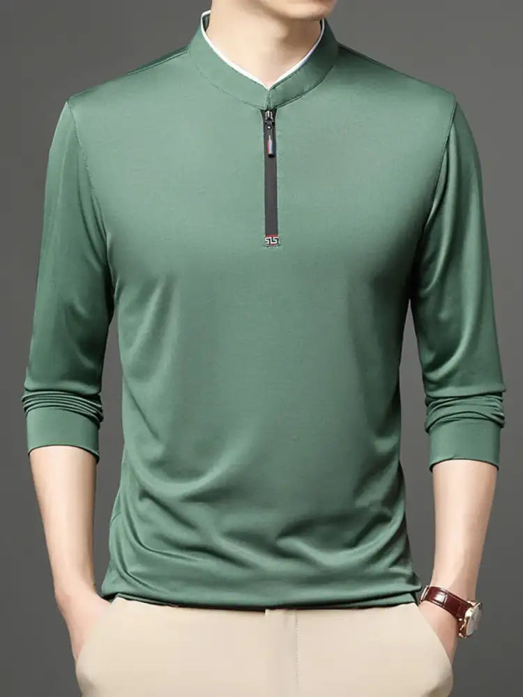 Men’s Plus Size Quarter Zip Long Sleeve Top