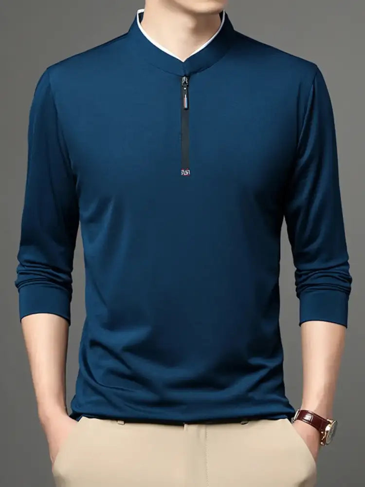 Men’s Plus Size Quarter Zip Long Sleeve Top