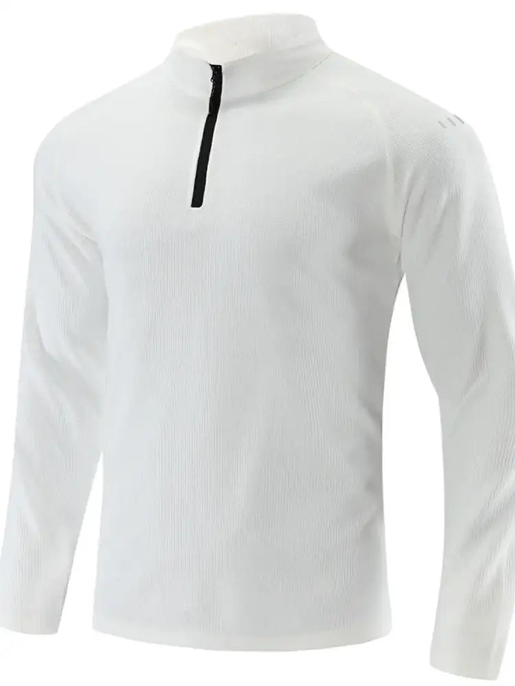 Men’s Plus Size Quarter-Zip Polo with Moisture-Wicking Technology
