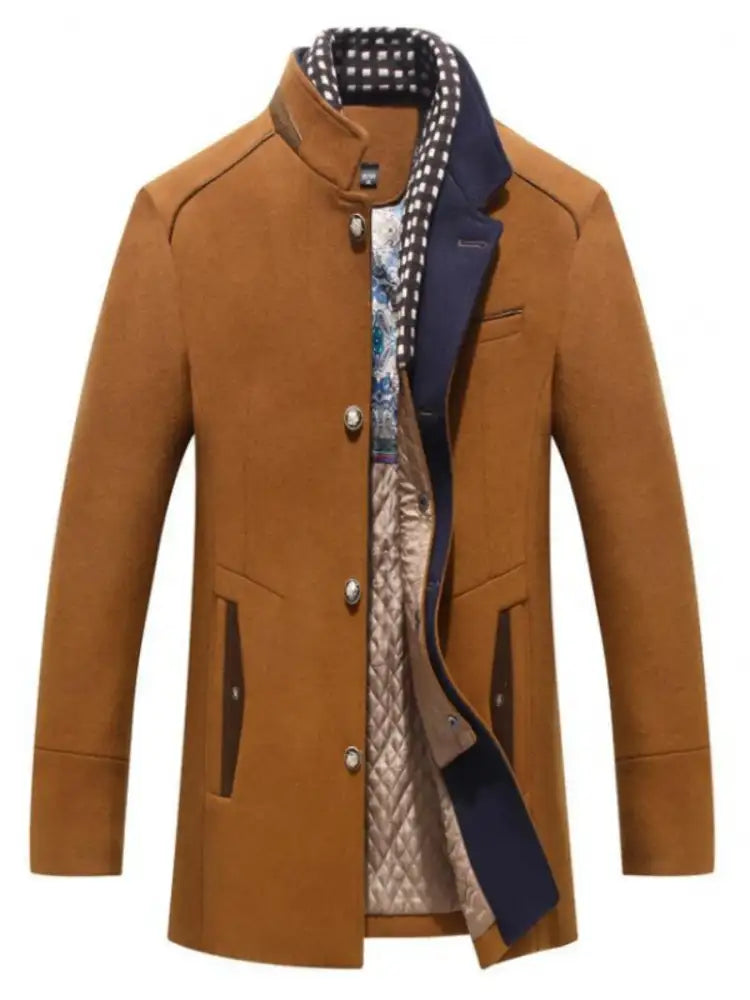 Men’s Plus Size Quilted Inner Long Sleeve Coat