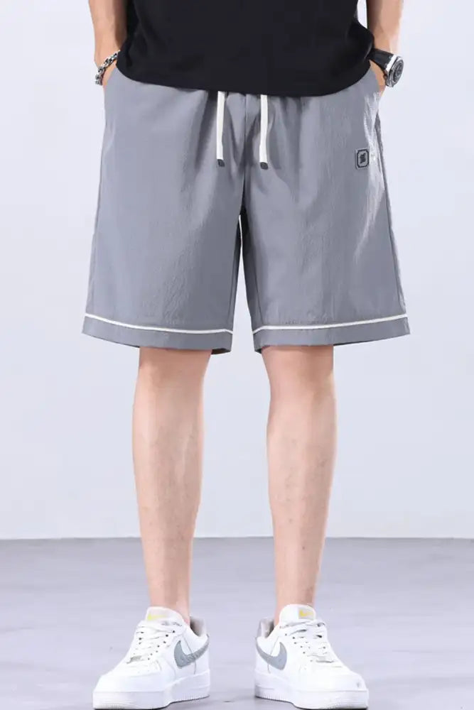 Men’s Plus Size Relaxed Fit Drawstring Shorts with Contrast Trim