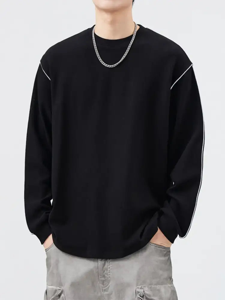 Men’s Plus Size Round Neck Long Sleeve T-Shirt