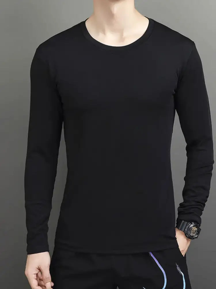 Men’s Plus Size Round Neck Long Sleeve T-Shirt
