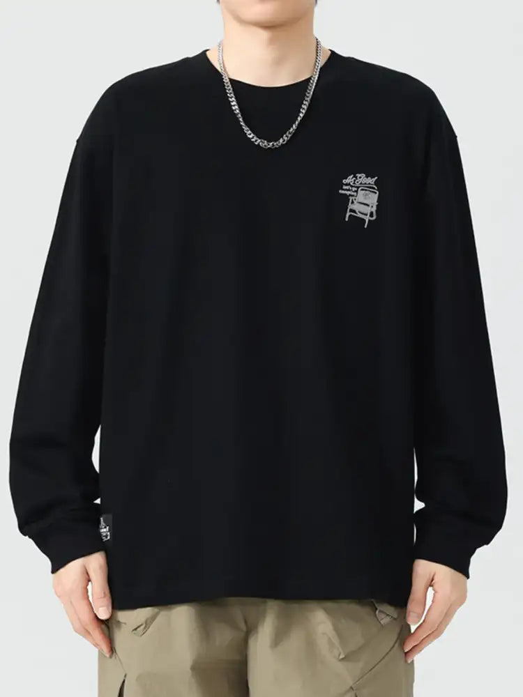 Men’s Plus Size Round Neck Long Sleeve T-Shirt