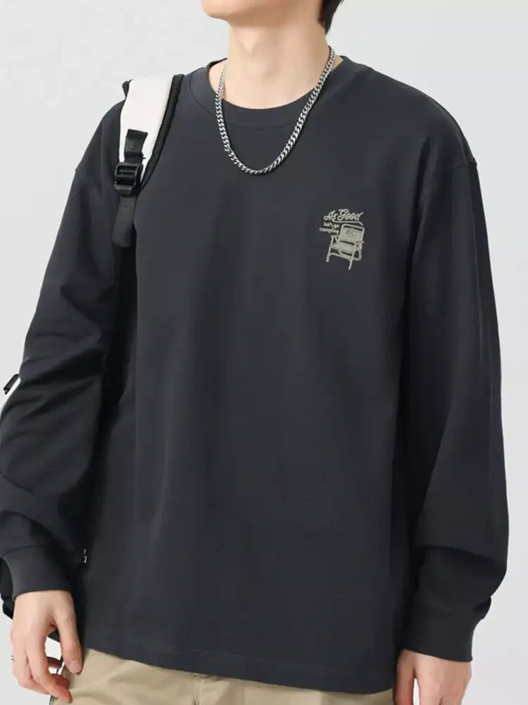 Men’s Plus Size Round Neck Long Sleeve T-Shirt