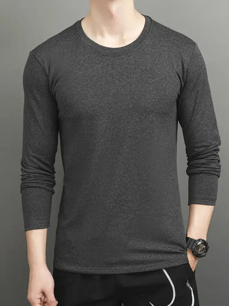 Men’s Plus Size Round Neck Long Sleeve T-Shirt