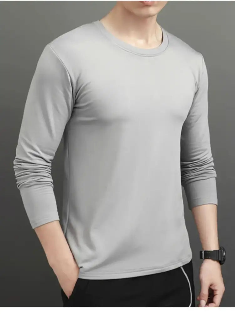 Men’s Plus Size Round Neck Long Sleeve T-Shirt