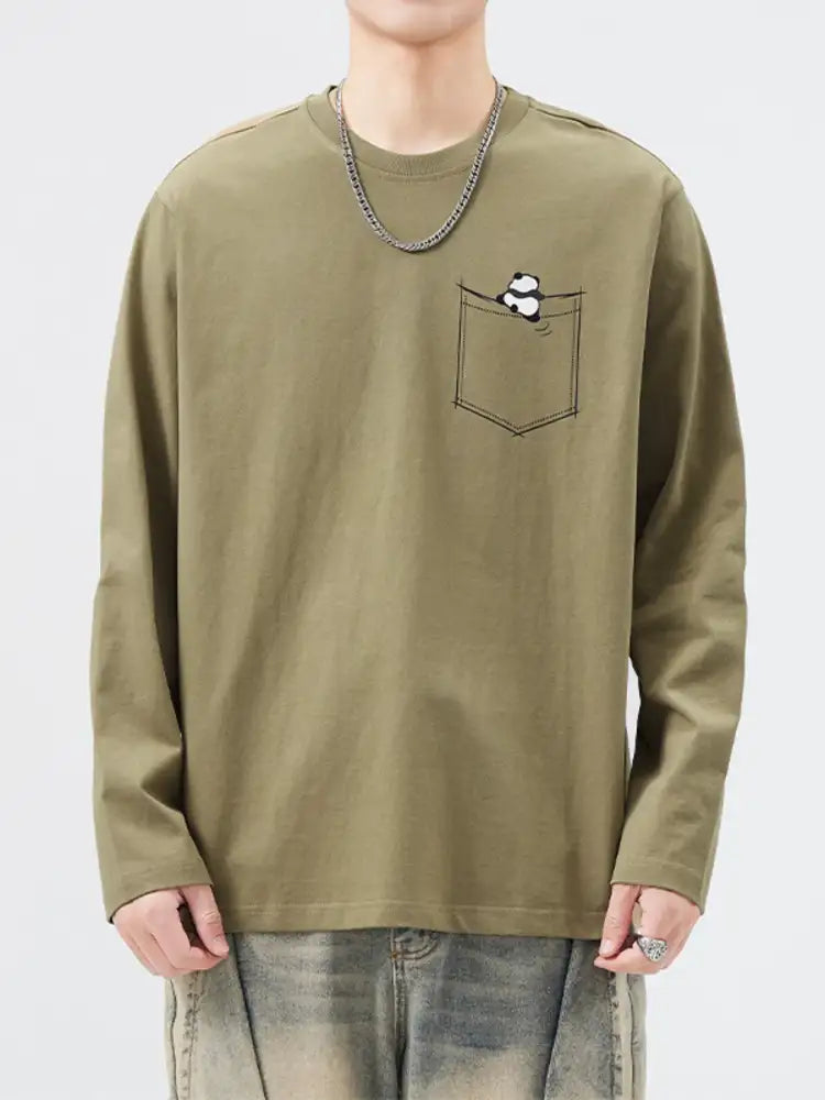 Men’s Plus Size Round Neck Long Sleeve T-Shirt