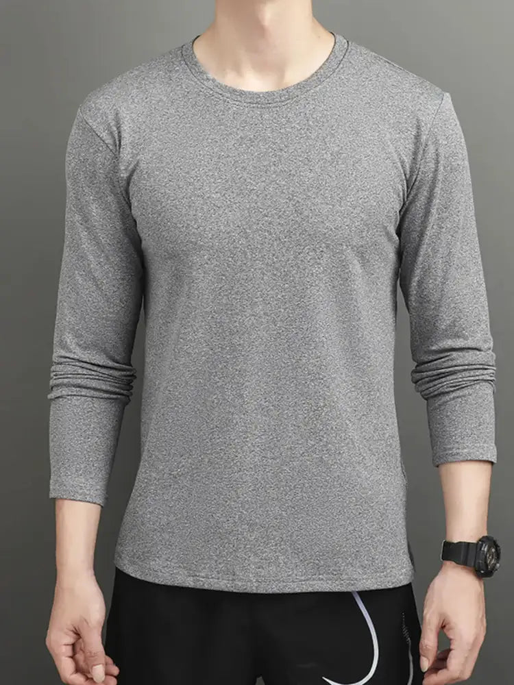 Men’s Plus Size Round Neck Long Sleeve T-Shirt