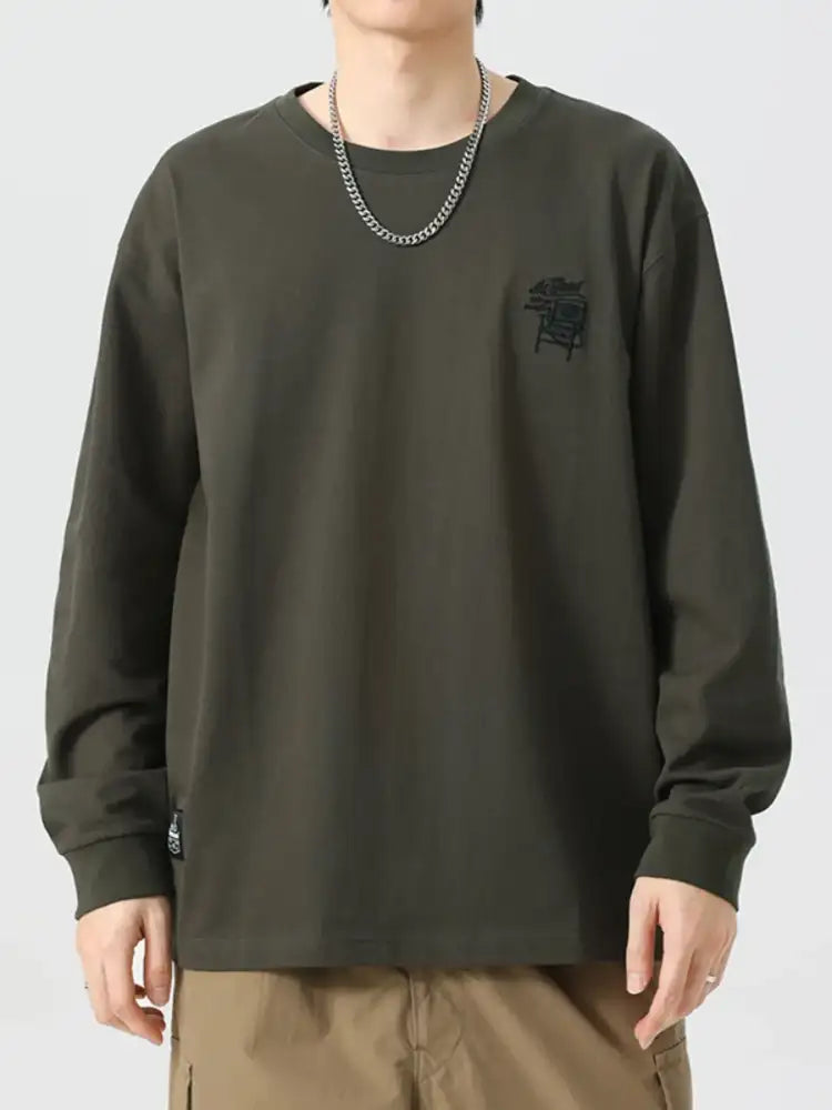 Men’s Plus Size Round Neck Long Sleeve T-Shirt