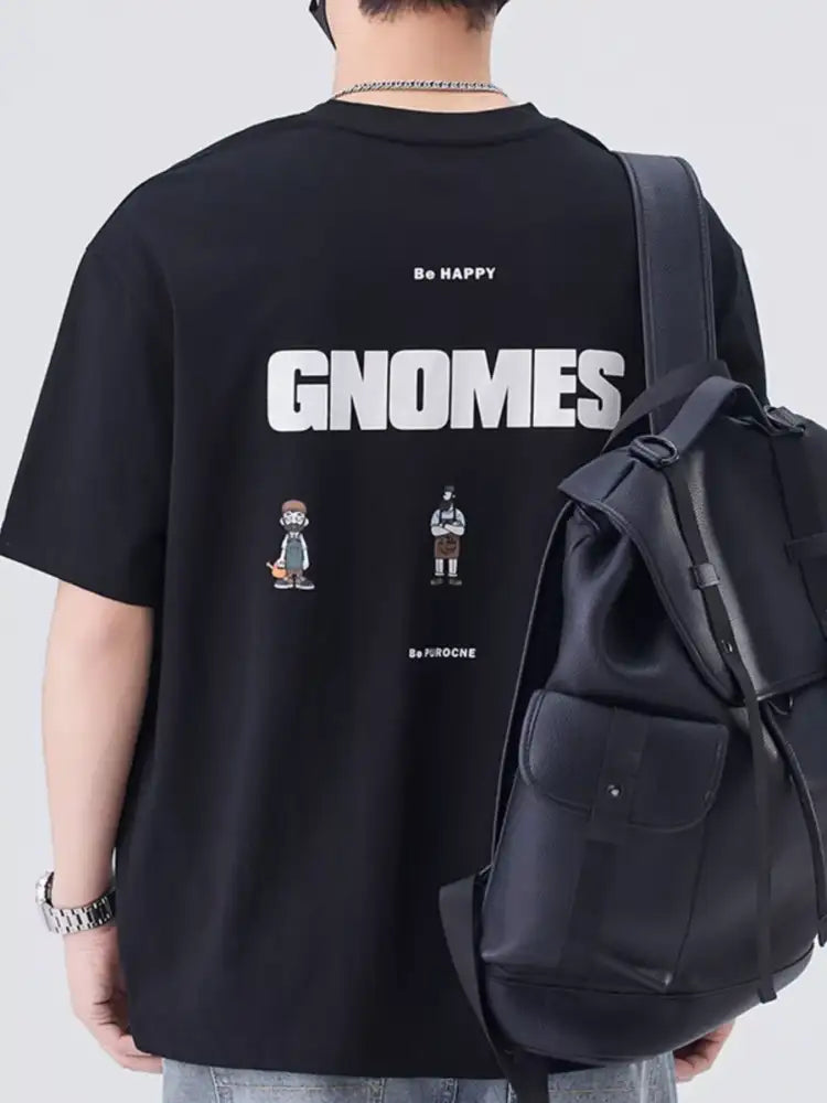 Men’s Plus Size Round Neck Short Sleeve T-Shirt - black backpack multiple compartments adjustable