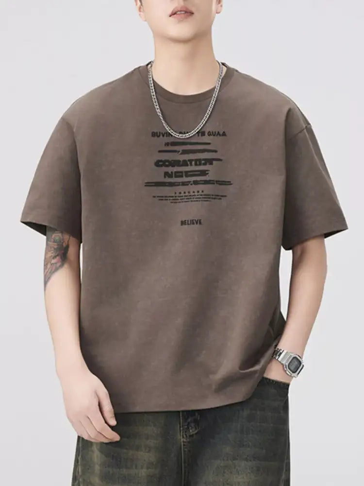 Men’s Plus Size Round Neck Short Sleeve T-Shirt