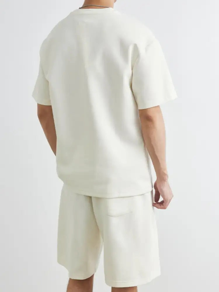 Men’s Plus Size Round Neck Short Sleeve Top and Shorts Set