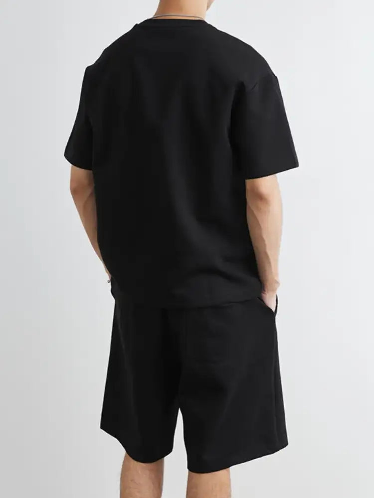 Men’s Plus Size Round Neck Short Sleeve Top and Shorts Set