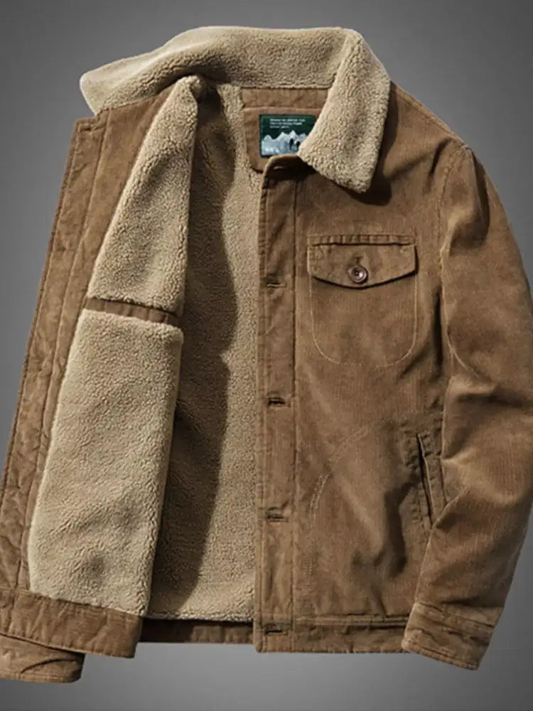 Men’s Plus Size Sherpa Corduroy Button Up Jacket