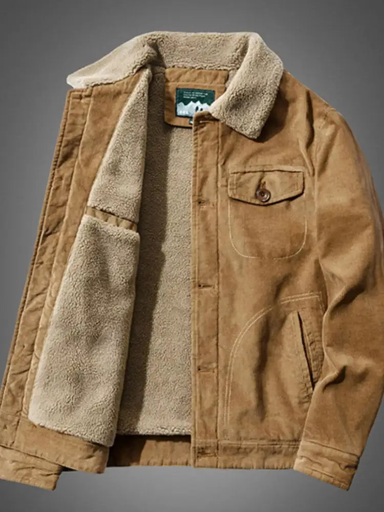 Men’s Plus Size Sherpa Corduroy Button Up Jacket
