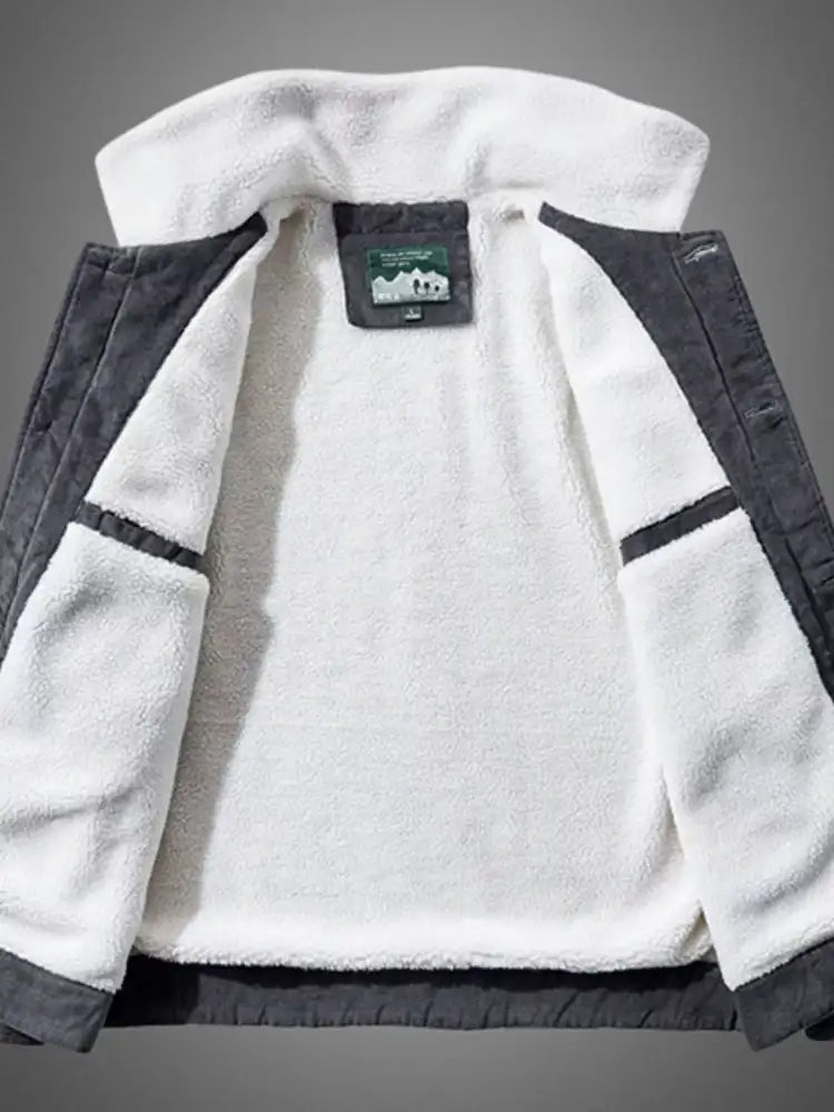 Men’s Plus Size Sherpa Corduroy Button Up Jacket