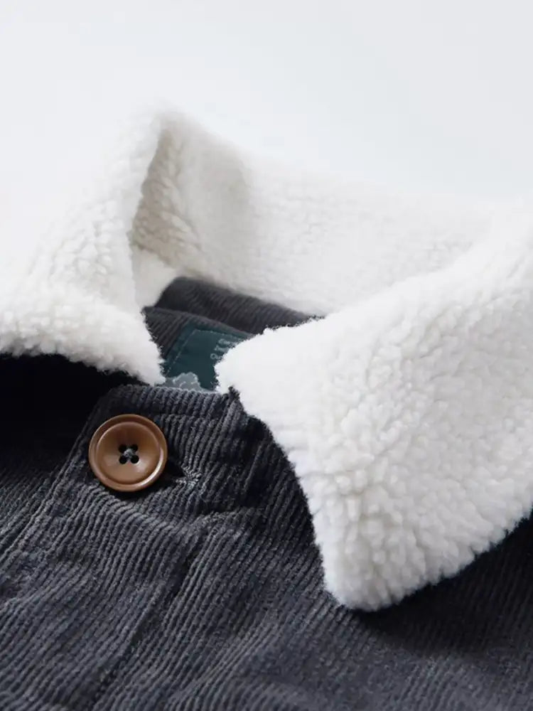 Men’s Plus Size Sherpa Corduroy Button Up Jacket