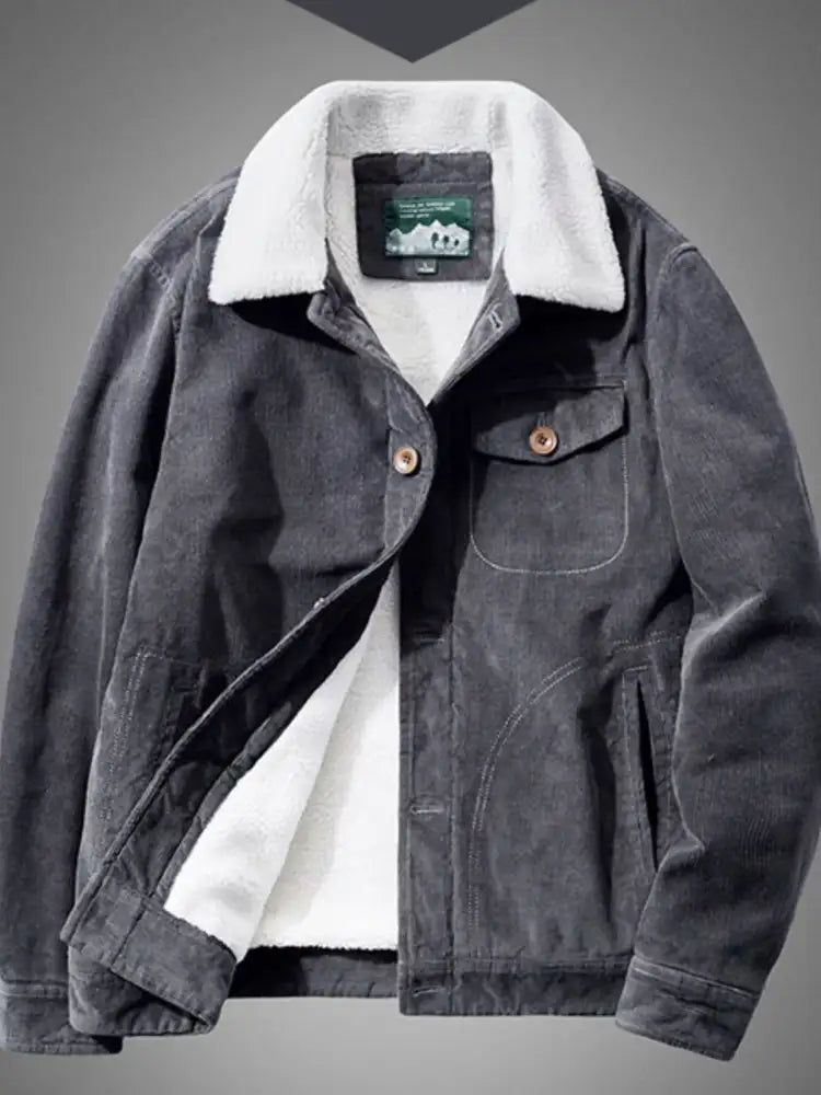 Men’s Plus Size Sherpa Corduroy Button Up Jacket