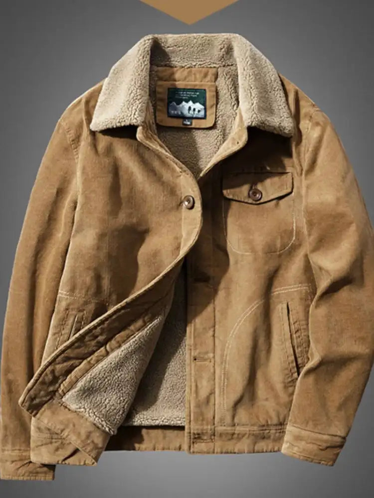 Men’s Plus Size Sherpa Corduroy Button Up Jacket