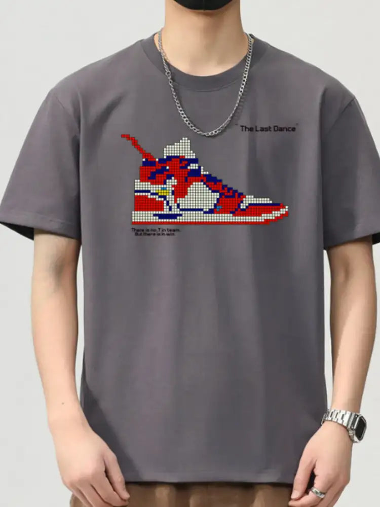 Men’s Plus Size Shoe Graphic Round Neck Short Sleeve T-Shirt