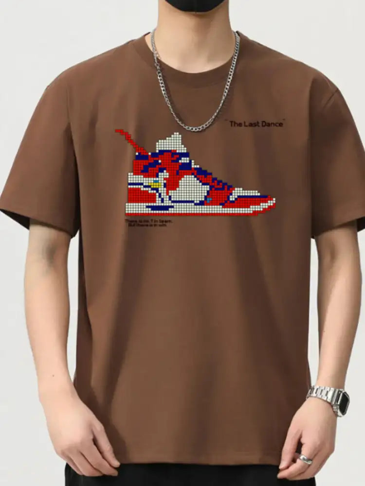 Men’s Plus Size Shoe Graphic Round Neck Short Sleeve T-Shirt