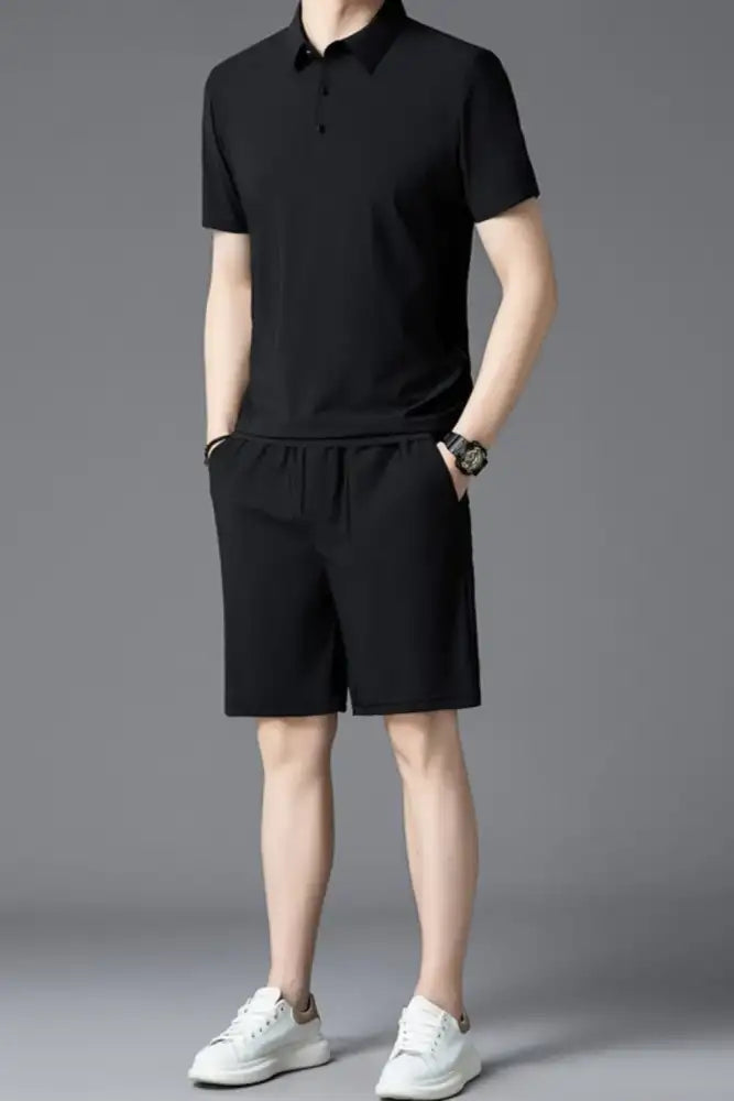 Men’s Plus Size Short Sleeve Polo and Shorts Set