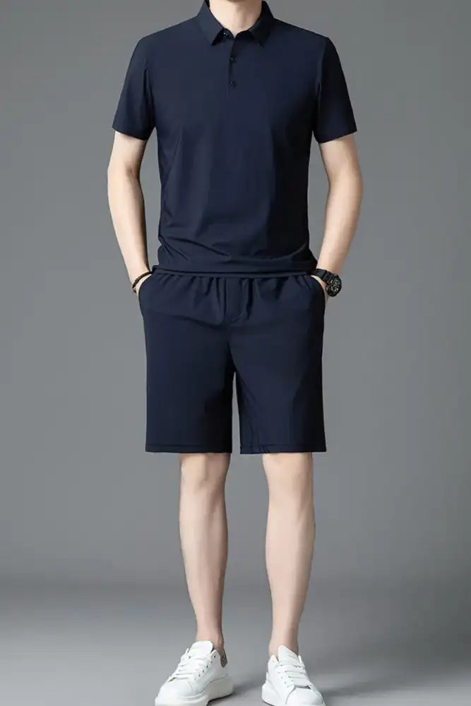 Men’s Plus Size Short Sleeve Polo and Shorts Set