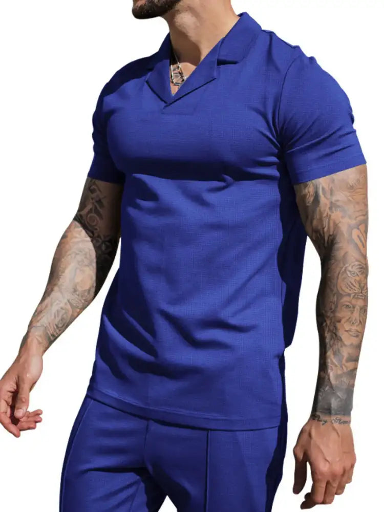 Men’s Plus Size Short Sleeve Top and Shorts Set