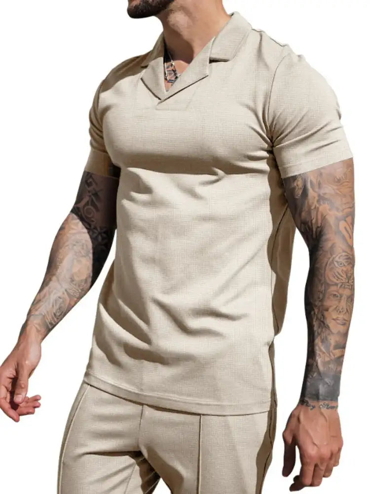 Men’s Plus Size Short Sleeve Top and Shorts Set