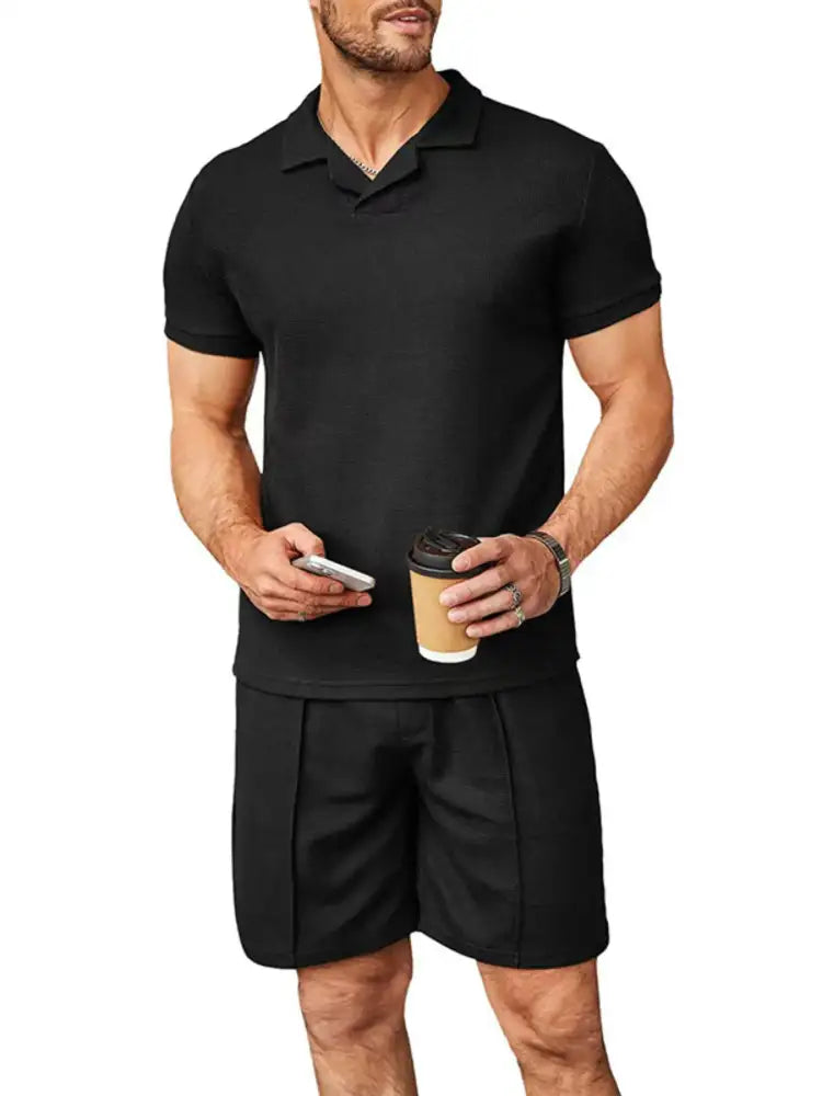 Men’s Plus Size Short Sleeve Top and Shorts Set