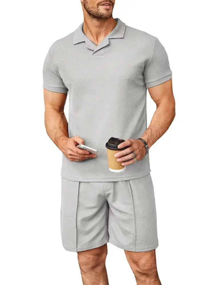 Men’s Plus Size Short Sleeve Top and Shorts Set