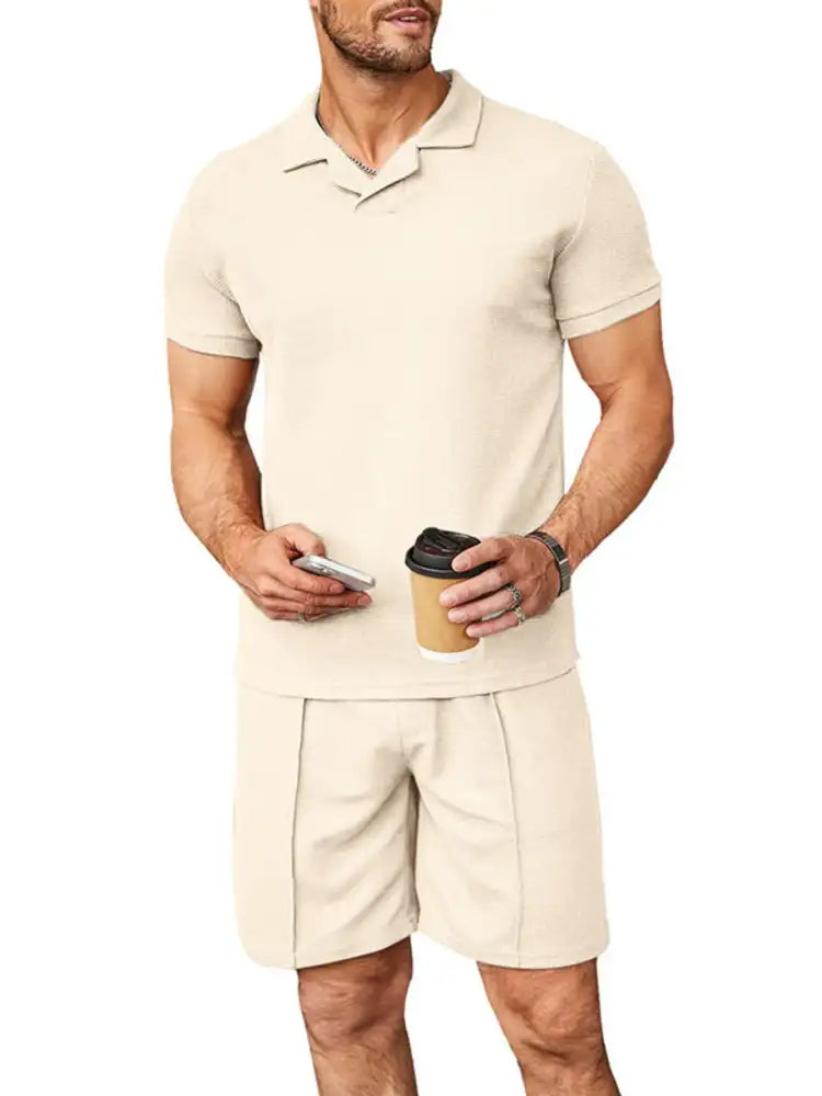 Men’s Plus Size Short Sleeve Top and Shorts Set