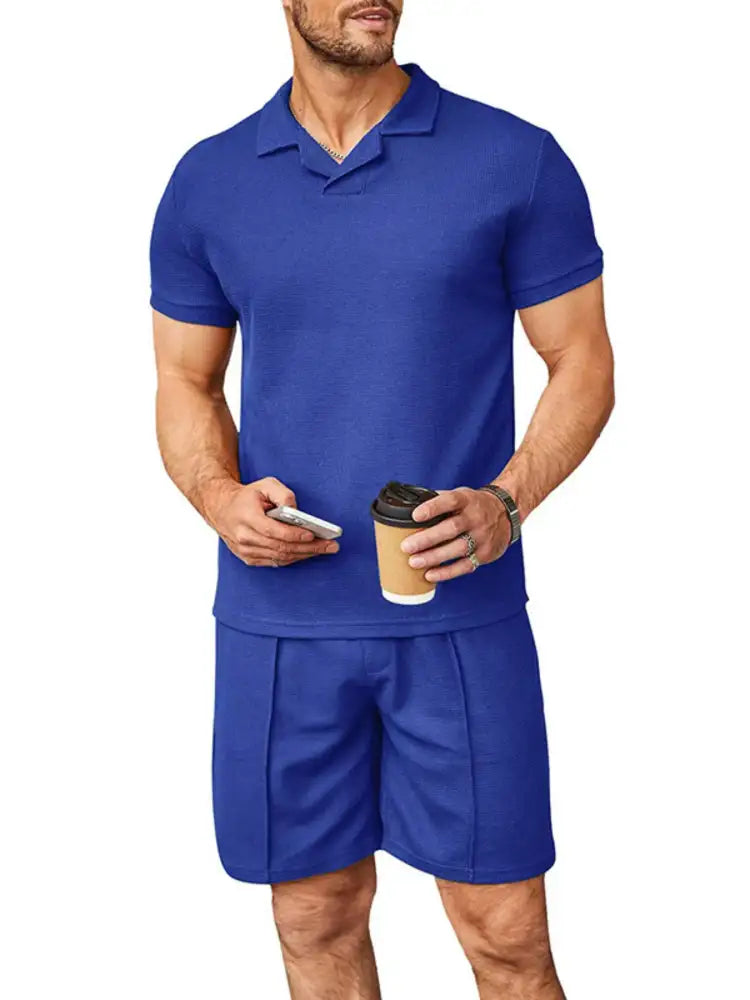 Men’s Plus Size Short Sleeve Top and Shorts Set
