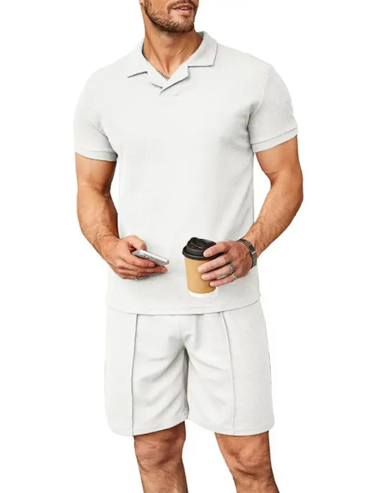 Men’s Plus Size Short Sleeve Top and Shorts Set