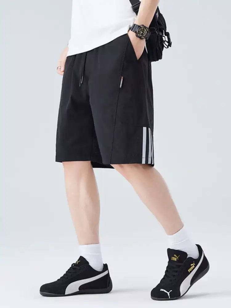 Men’s Plus Size Side Striped Drawstring Shorts