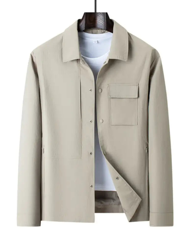 Men’s Plus Size Snap Down Long Sleeve Jacket