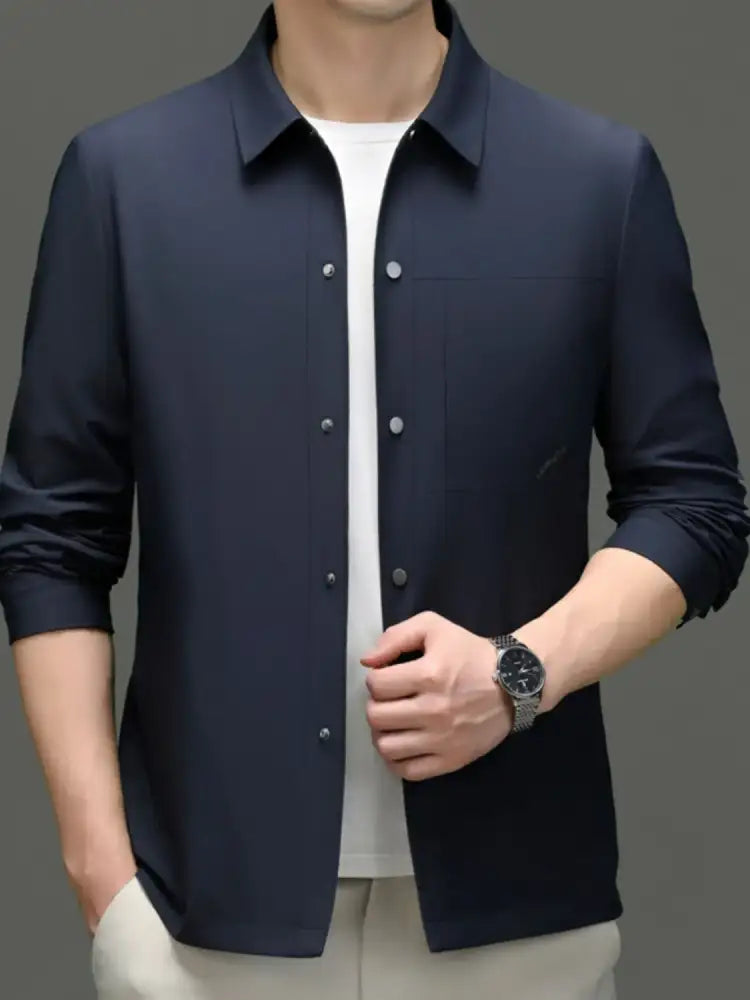 Men’s Plus Size Snap Down Long Sleeve Jacket