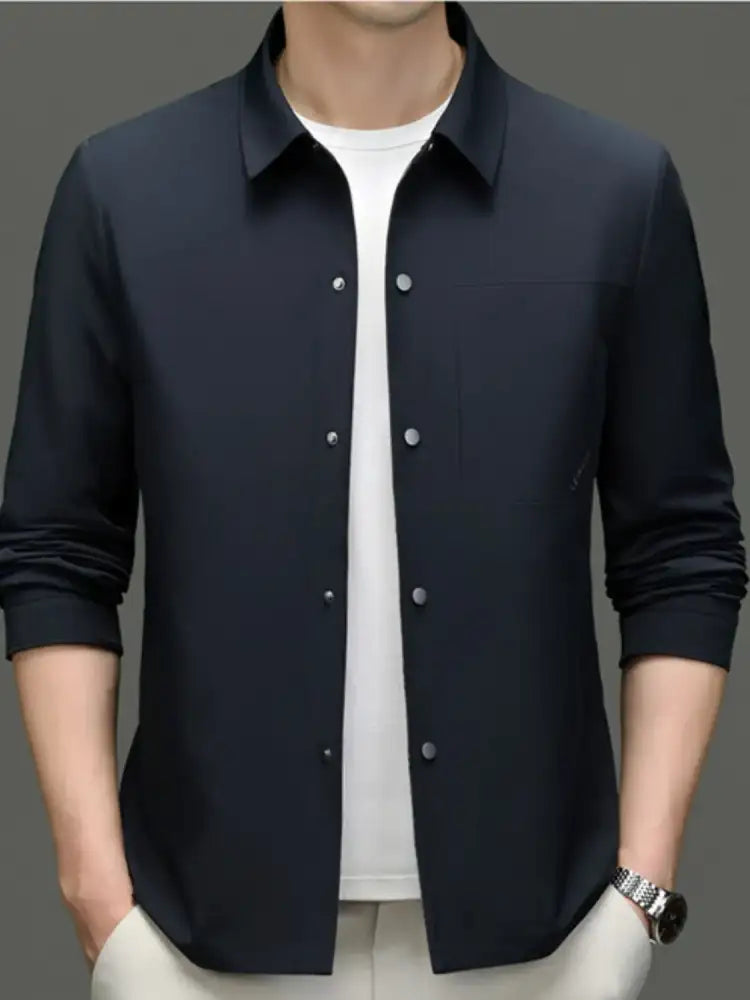 Men’s Plus Size Snap Down Long Sleeve Jacket