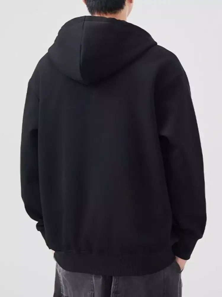 Men’s Plus Size Solid Color Zip-Up Hoodie