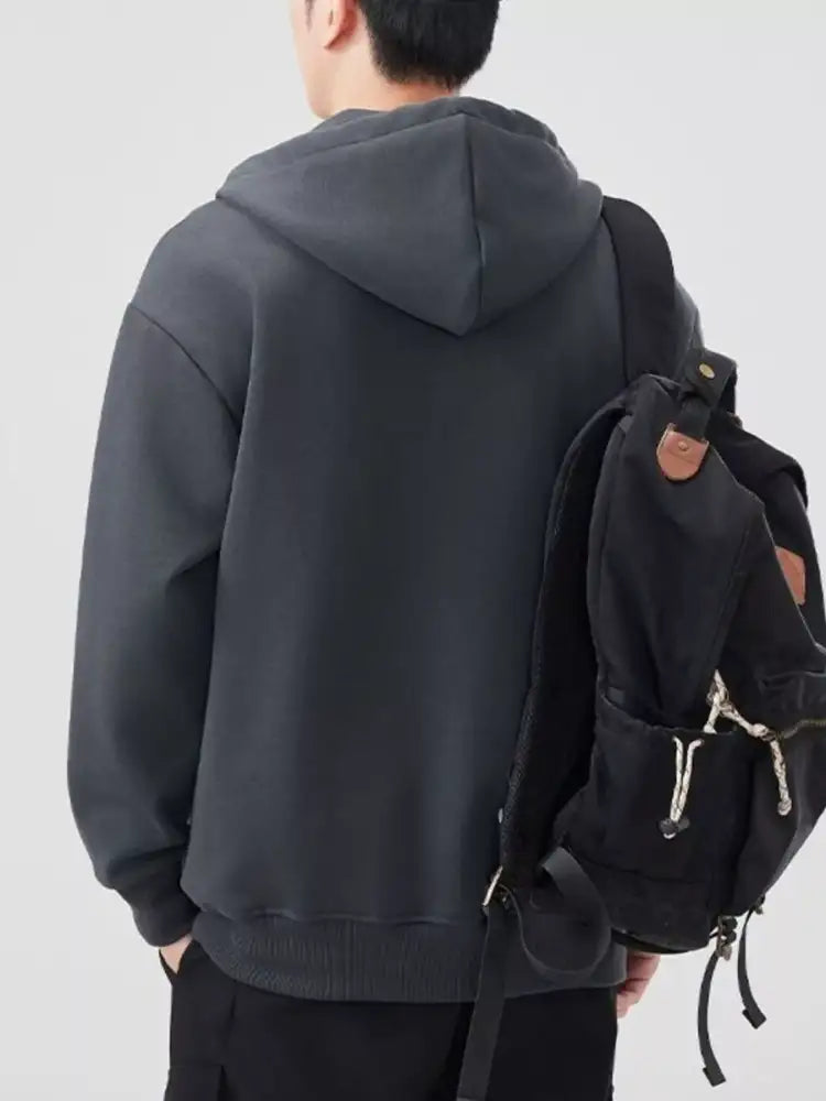 Men’s Plus Size Solid Color Zip-Up Hoodie