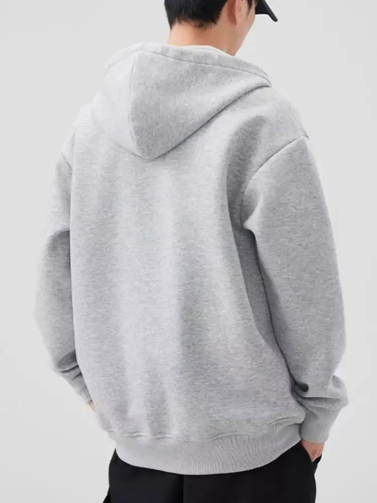 Men’s Plus Size Solid Color Zip-Up Hoodie