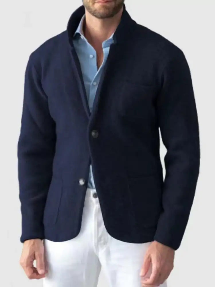 Men’s Plus Size Stand Collar Long Sleeve Blazer