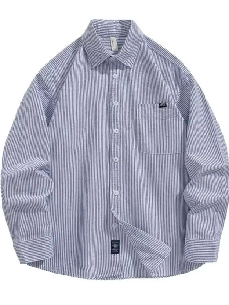 Men’s Plus Size Striped Button Up Long Sleeve Shirt
