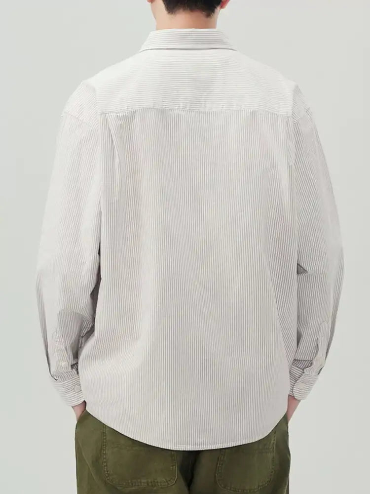 Men’s Plus Size Striped Button Up Long Sleeve Shirt