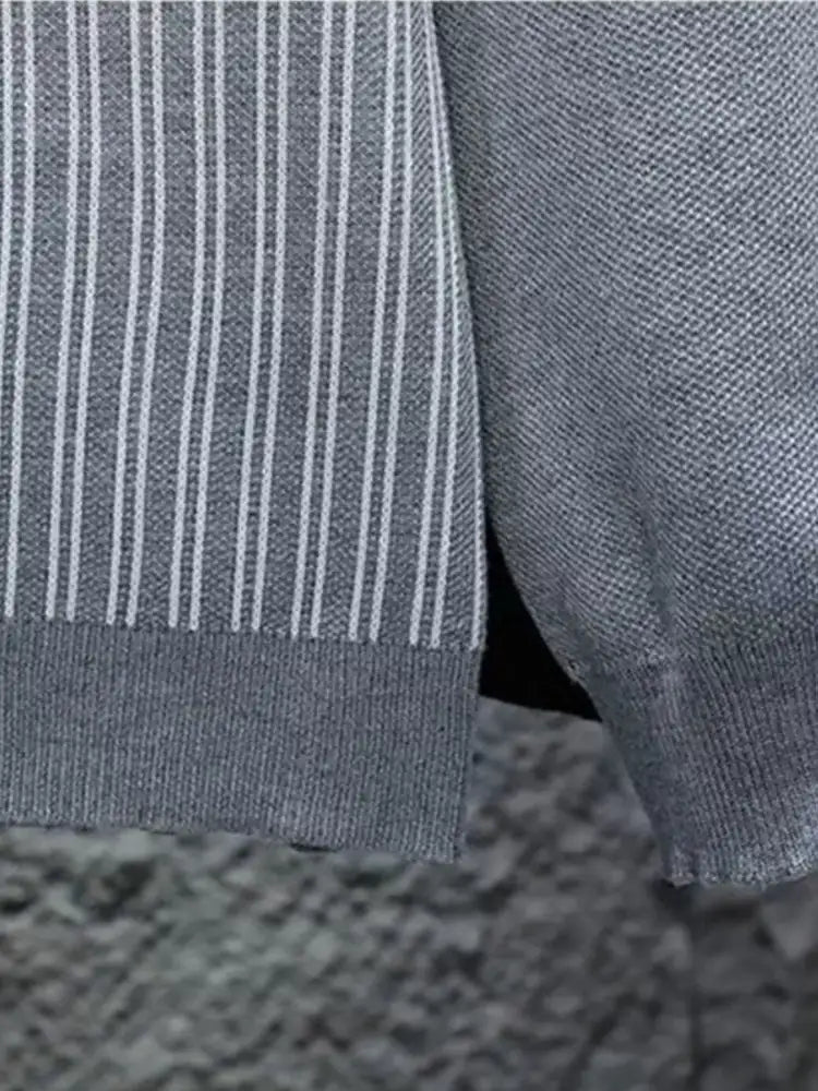 Men’s Plus Size Striped Pattern Crew Neck Sweater