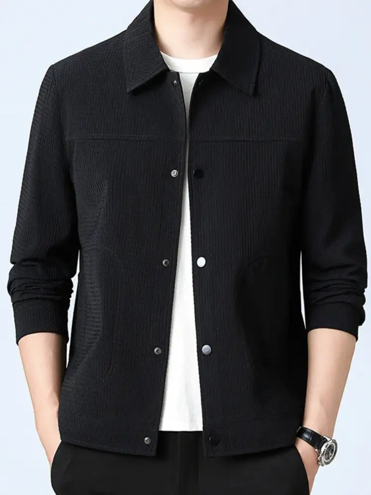 Men’s Plus Size Textured Button-Up Casual Jacket